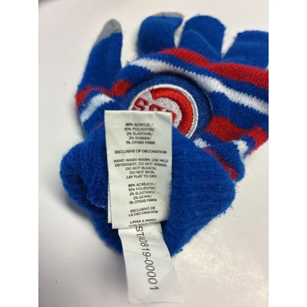 FOCO Youth Chicago Cubs MLB Striped Knit Touchscreen Gloves